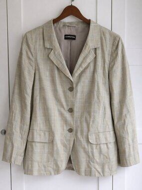 SAMOON Plaid Blazer – Lightweight Neutral Check, Size L